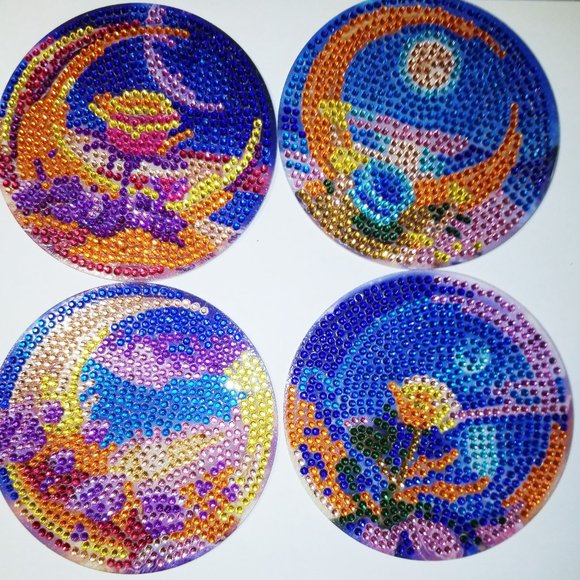 Rhinestone Moon Coasters - Picture 2 of 6